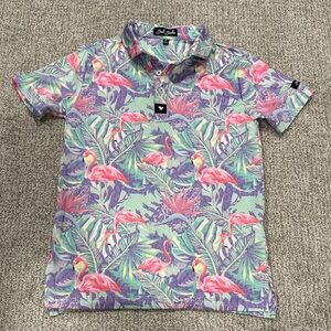 Bad Birdie Tropical Flamingo Polo